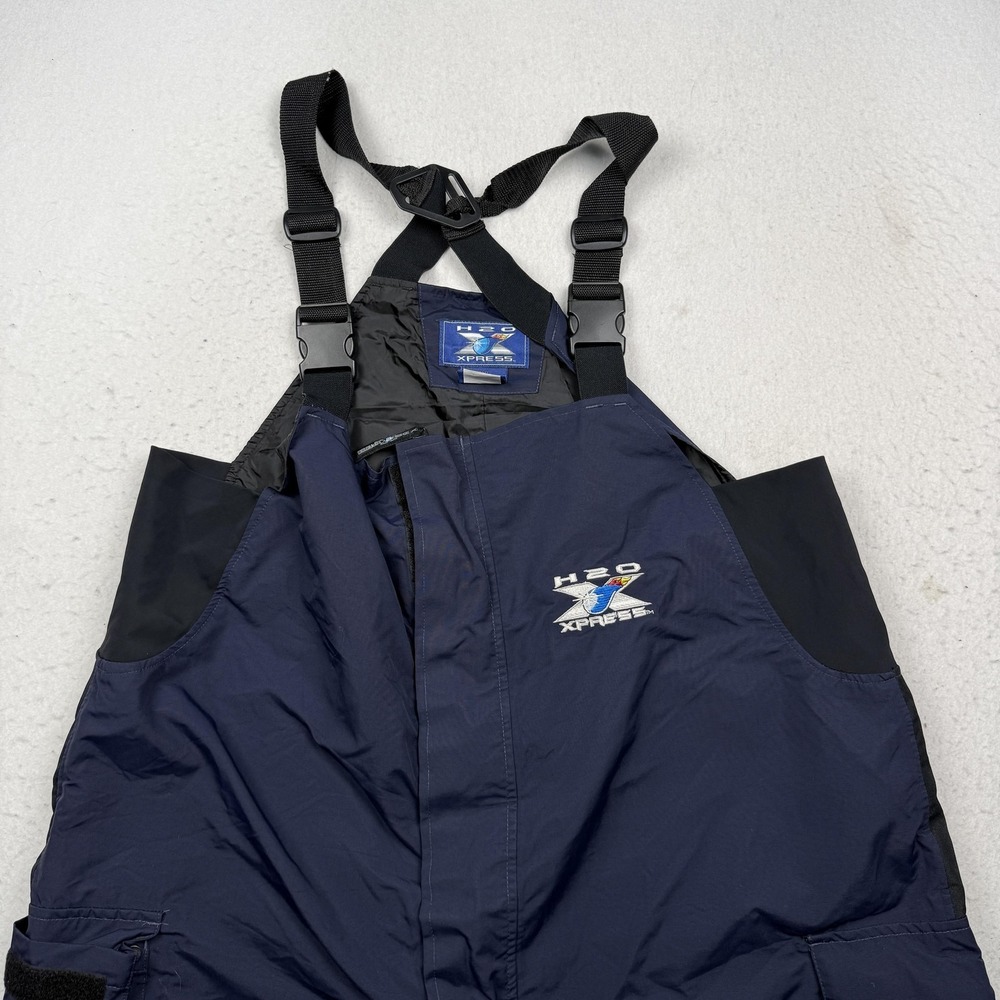H2O XPRESS Overalls Mens 2XL Blue Bib Lined Fishing Cargo Pockets Winter - Picture 2 of 10